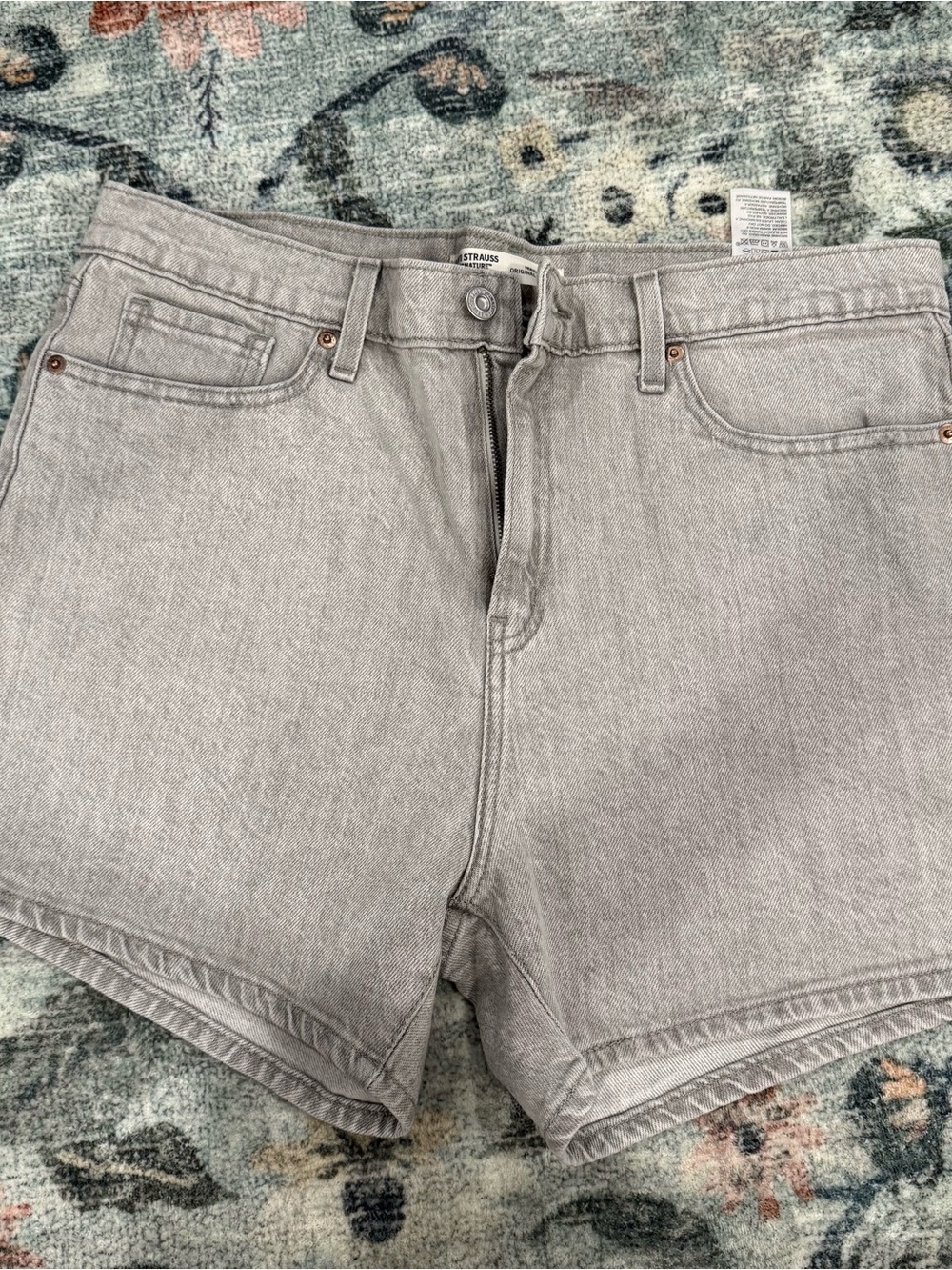 Women's High-Rise Light Gray Denim Shorts